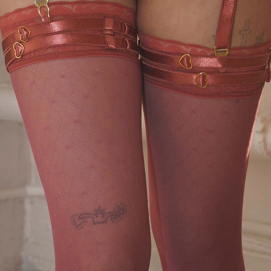 Hearts Of Venus Copper Rose Strappy Leg Garters By Uye Surana - XS-4X