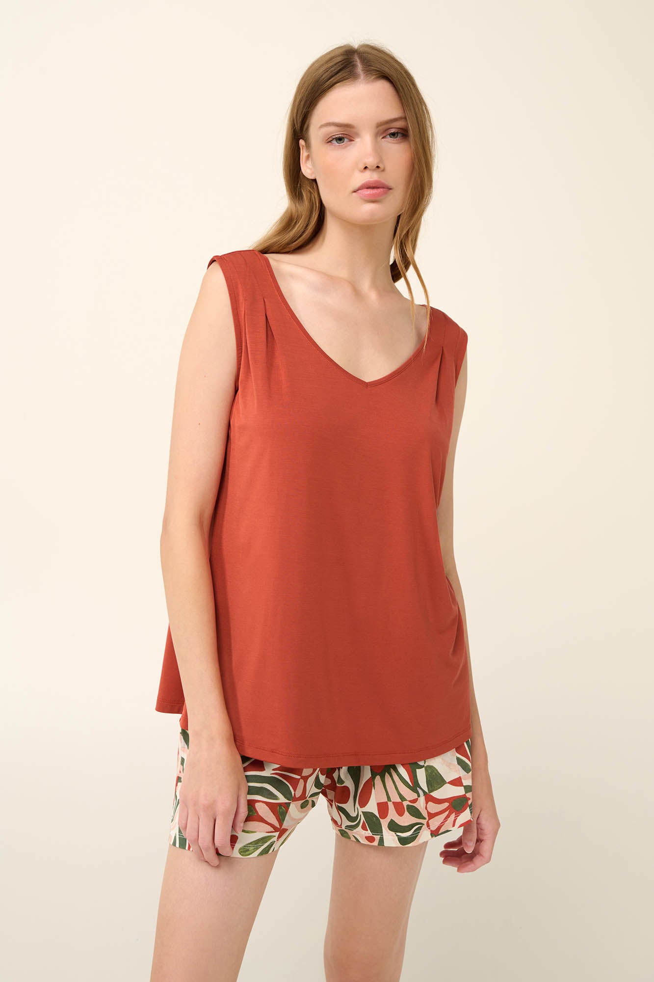 Scicilian Tile Print Jersey Shorts PJ Set By Vamp - S-2XL