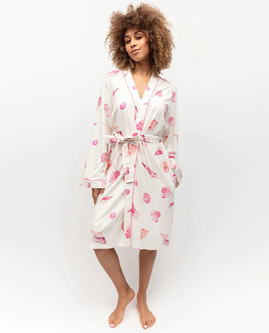 Shelly Shell Printed Jersey Short Dressing Gown By Cyberjammies - XL & XXXL