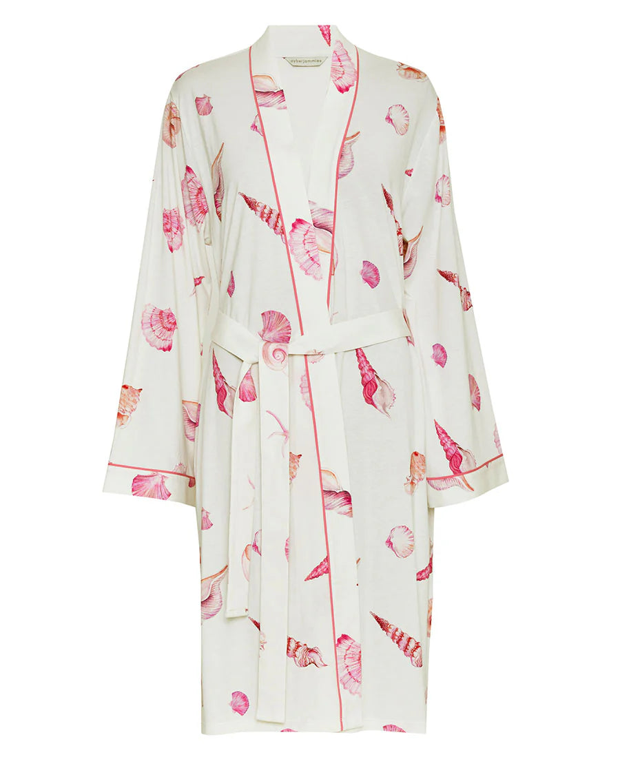 Shelly Shell Printed Jersey Short Dressing Gown By Cyberjammies - XL & XXXL