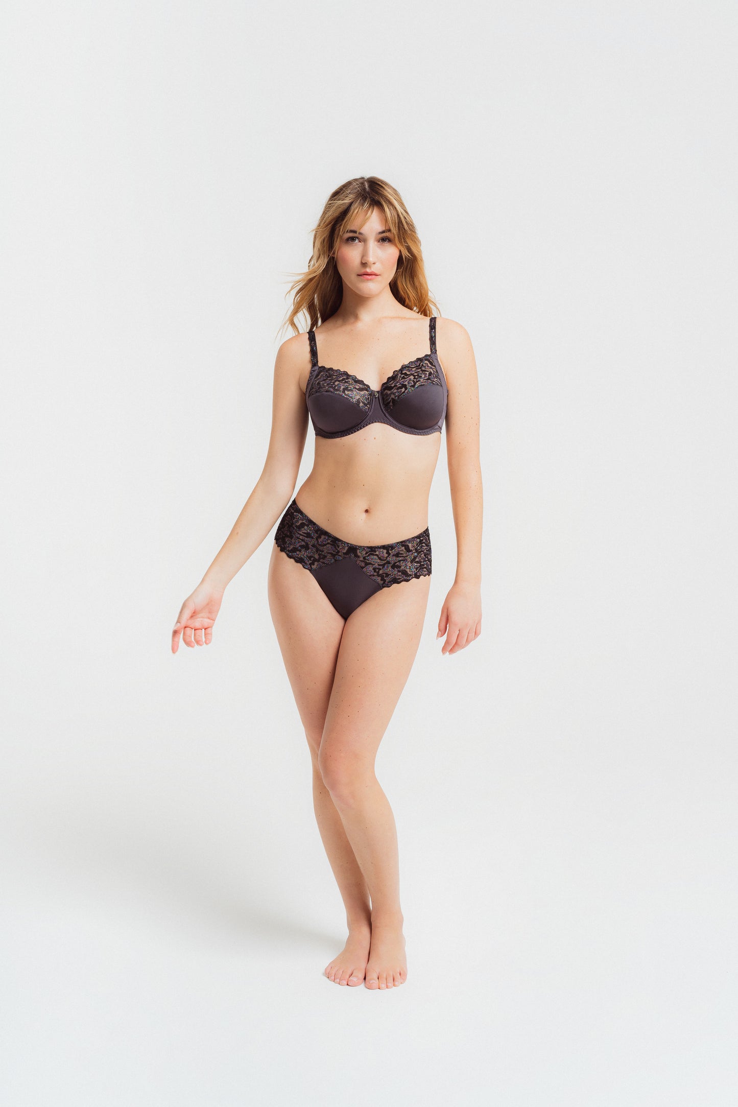 Electric Waves in Smoke Full Cup Bra By Louisa Bracq - 30-46 bands, B-I cups (EURO sizing)