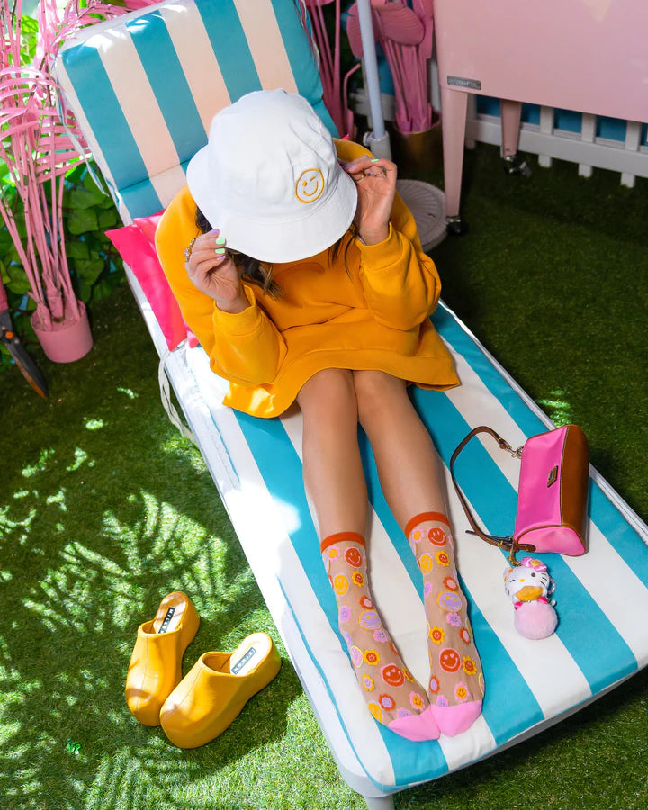 Smiley Face Daisy Sheer Sock By Sock Candy