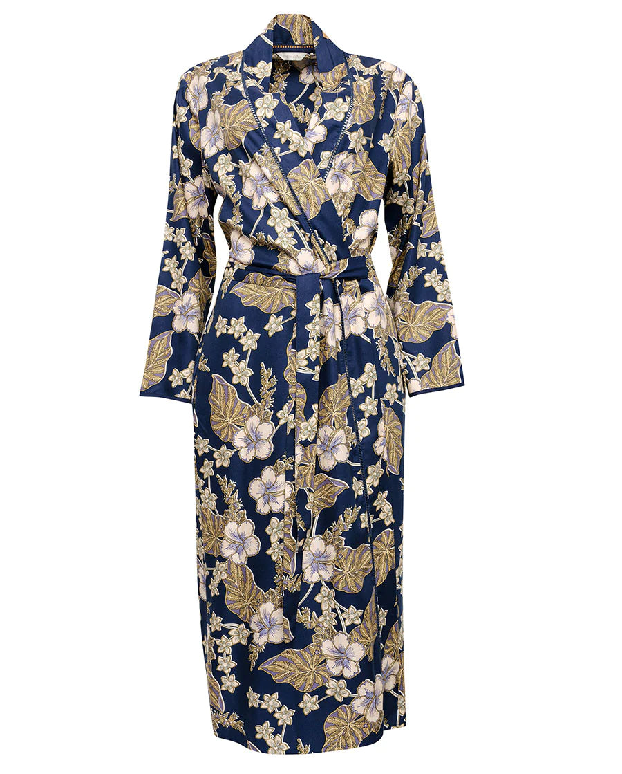 Winnie Lace Trim Floral Print Long Dressing Gown - Nora Rose By Cyberjammies - S-XXXL