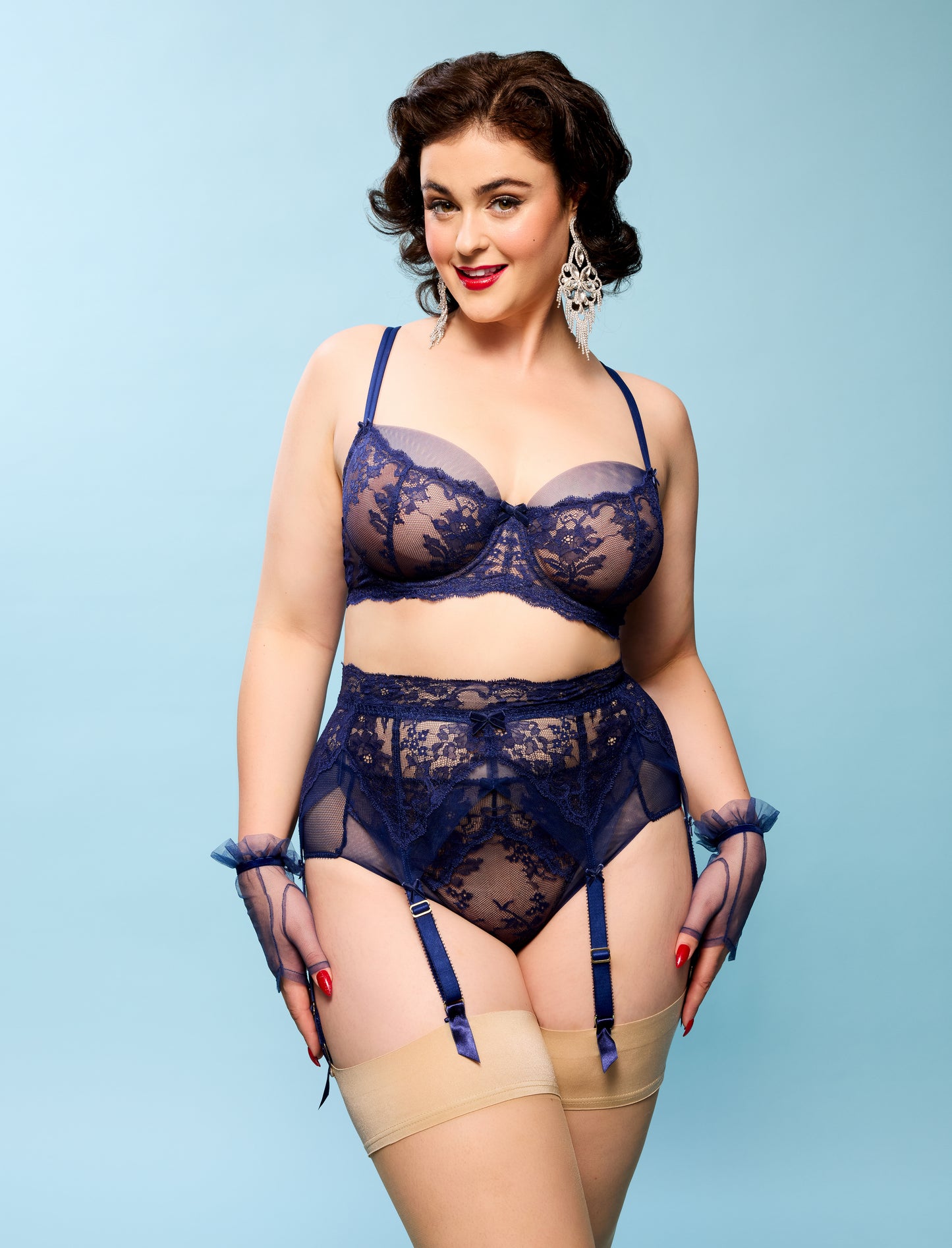 Yva Six Strap Suspender Belt in After Dark By Dita Von Teese Lingerie - XS - 4X