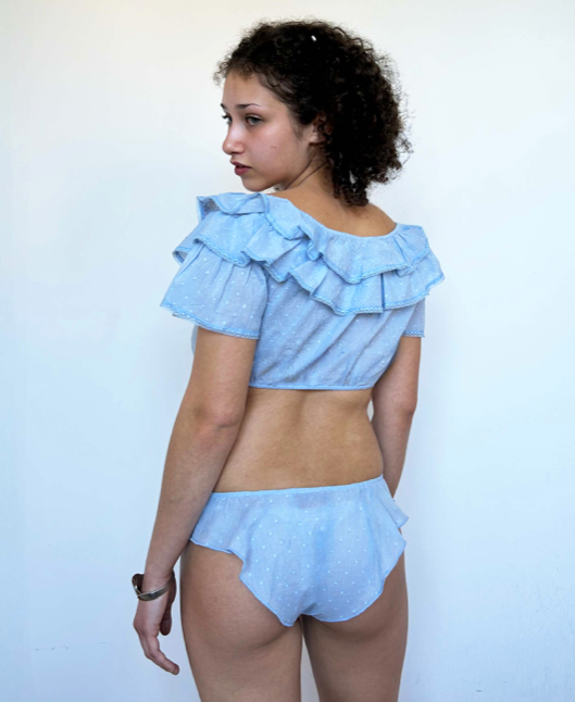 Kiki Butterfly Brief in Baby Blue Swiss Dot Cotton By Only Hearts Lingerie - S-L