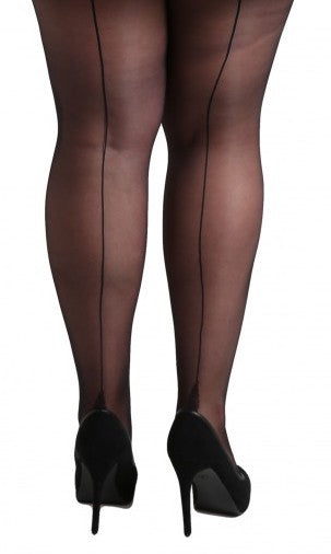 Jive Black on Black Seamed Stockings - size PLUS/16-20