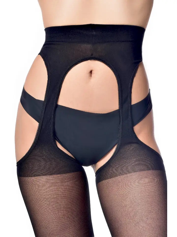 20 Den Bodyfree Suspender Tights in Black - sizes 4-20