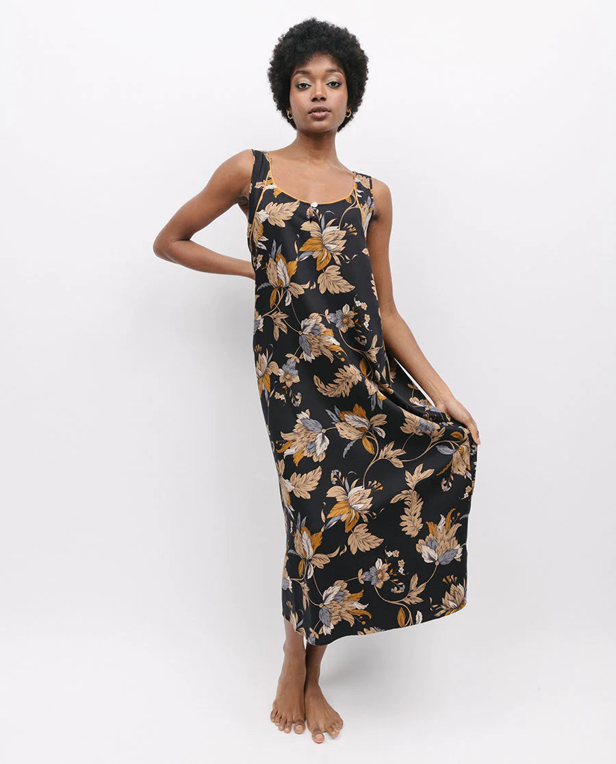 Brixton Floral Print Long Nightdress By Fable & Eve - M-XL