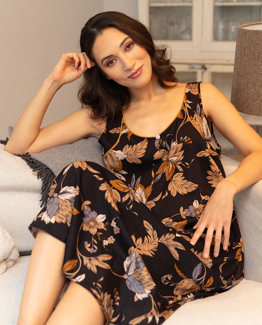 Brixton Floral Print Long Nightdress By Fable & Eve - M-XL