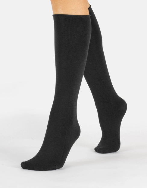 Cashmere Blend Loose Top Socks - Black + Citron