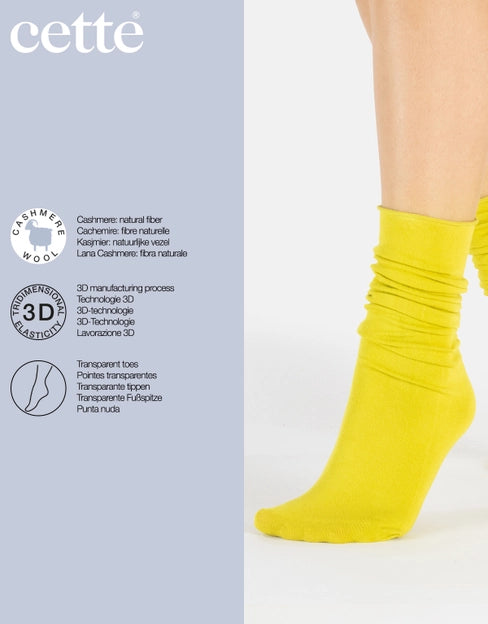 Cashmere Blend Loose Top Socks - Black + Citron