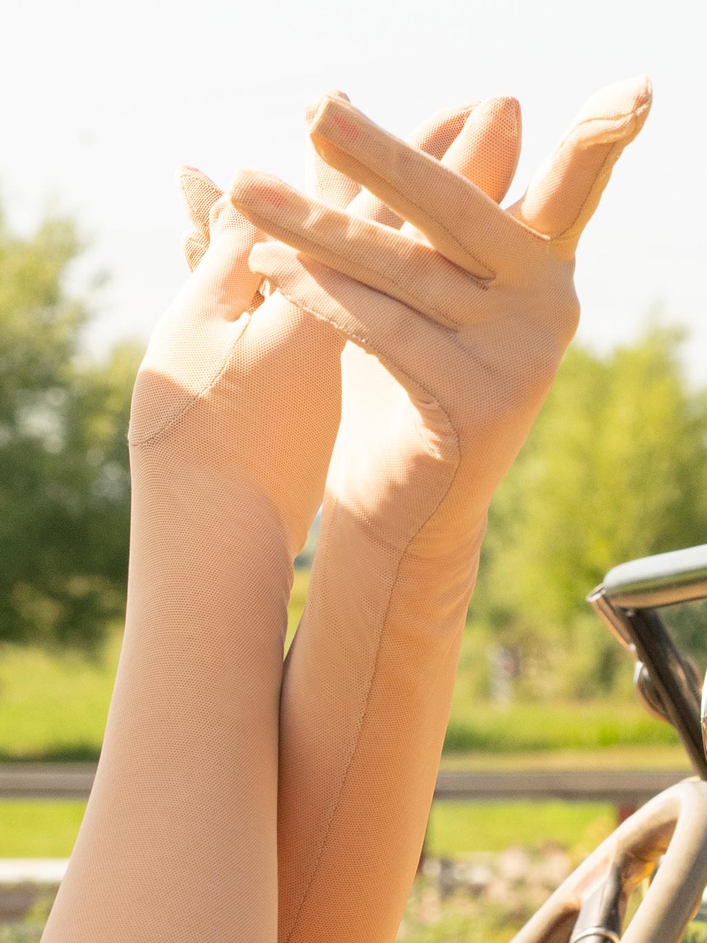 Long Sheer Gloves in Champagne By What Katie Did - made in England