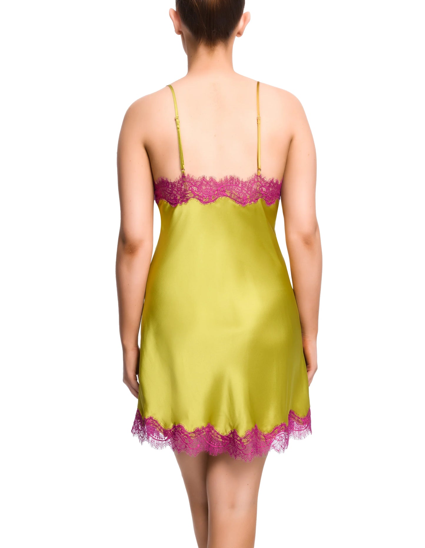 Scarlett Chemise in 100% SILK Chartreuse/Pinot Noir by Satined Sisters - XS-XL (++)
