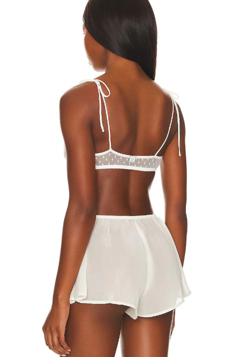 Coucou Lola Chiffon and Mesh Tie Bralette By Only Hearts in Black - S - XL