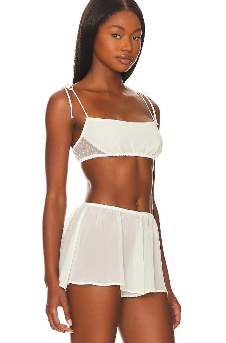 Coucou Lola Chiffon and Mesh Tie Bralette By Only Hearts in Black - S - XL