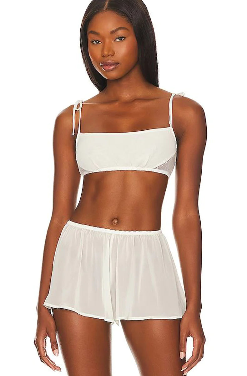 Coucou Lola Chiffon and Mesh Tie Bralette By Only Hearts in Black - S - XL