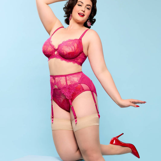 Zsa Zsa Six Strap Suspender in Magenta By Dita Von Teese Lingerie - XS-4X