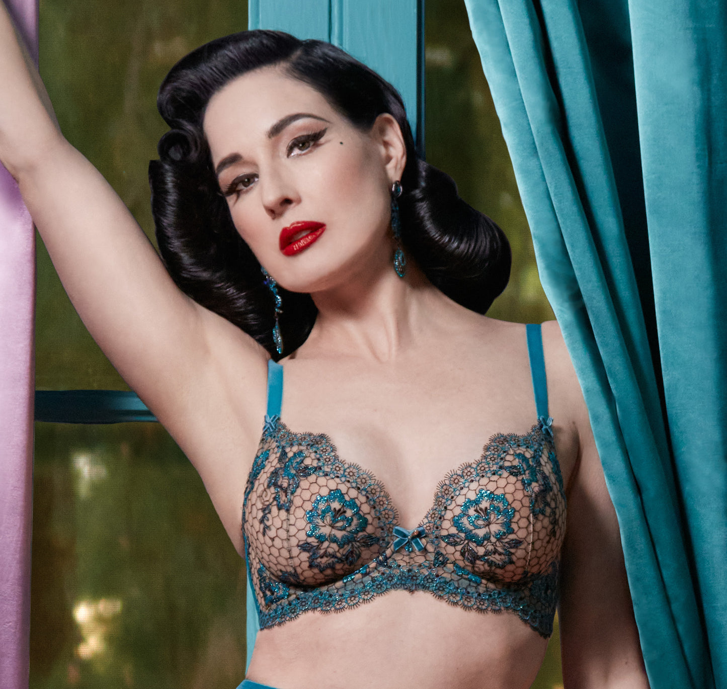Evelina Bra in Lurex Peacock By Dita Von Teese Lingerie - 32-38 B-F (UK) or B-G (US)