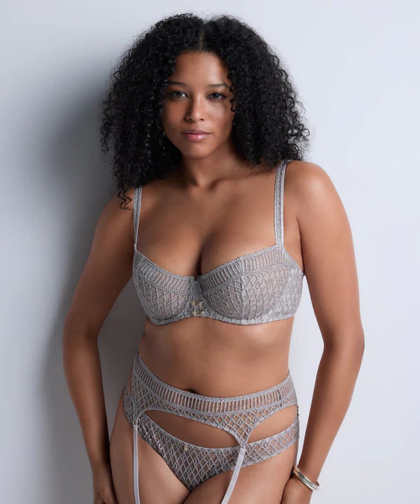 Stardust Dream Suspender Belt in Cosmos Silver By Aubade - XS-L
