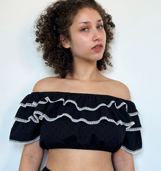 Kiki Loren Top in Khol Swiss Dot Cotton By Only Hearts Lingerie - S-L (++)