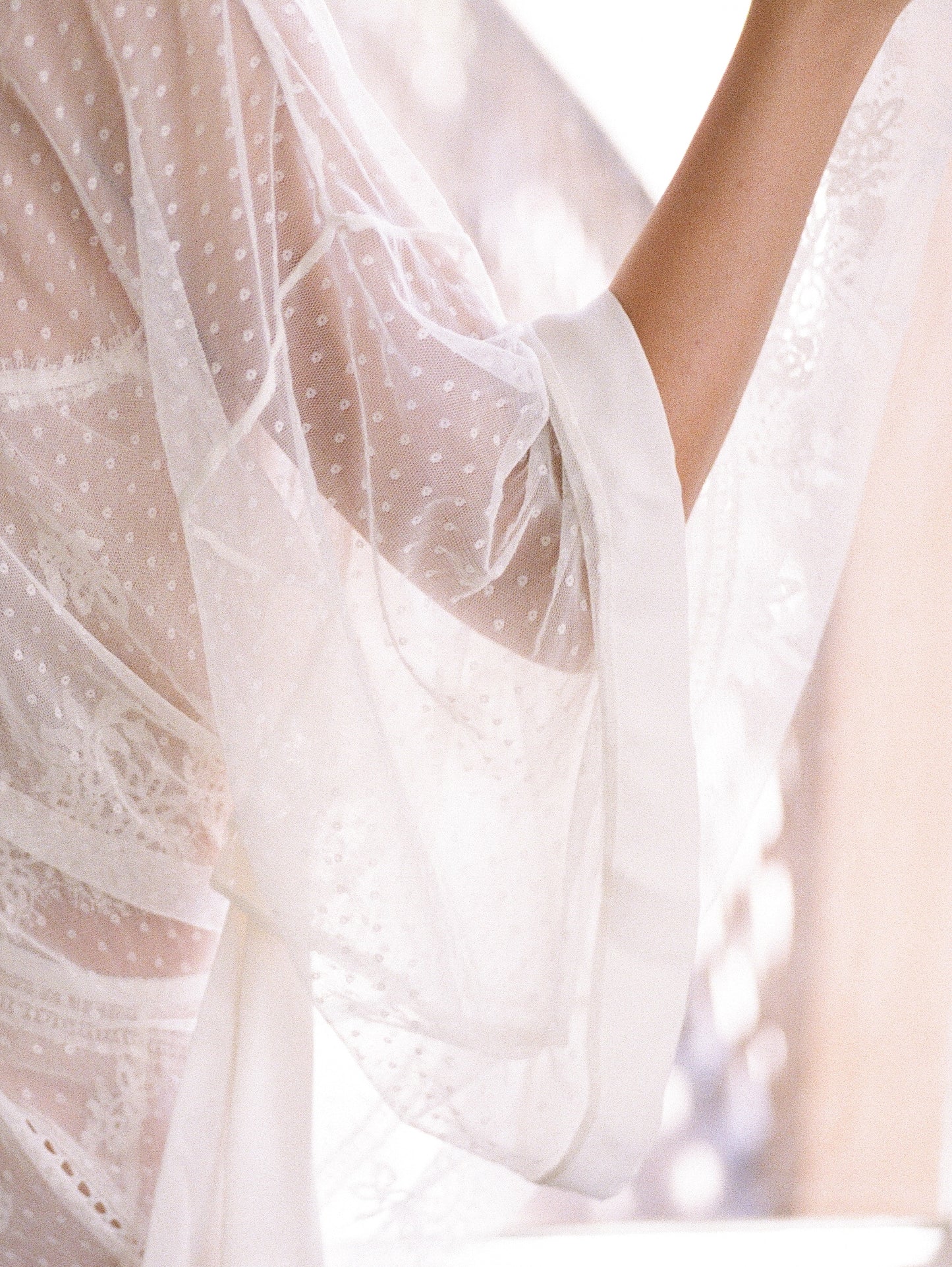 Darling Silk & Lace Kimono in Ivory By Shell Belle Couture - S-XL