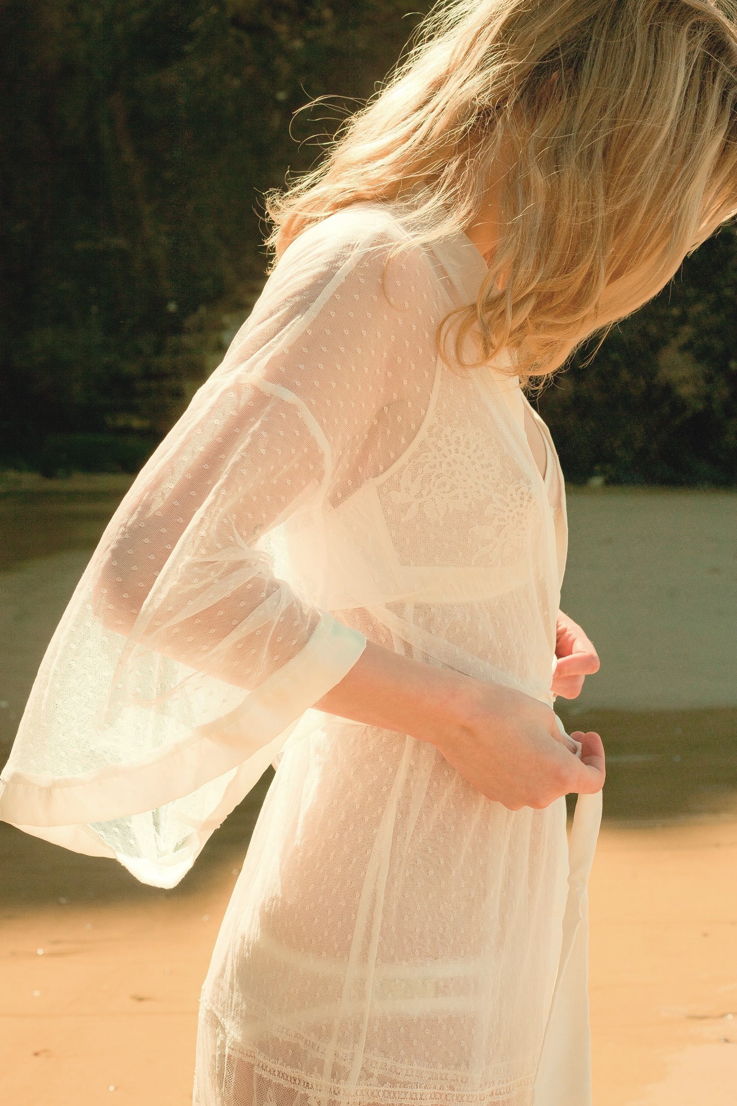Darling Silk & Lace Kimono in Ivory By Shell Belle Couture - S-XL