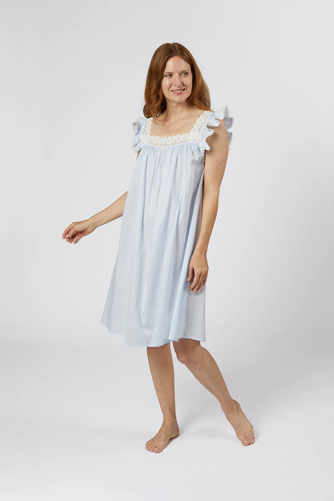 Maggie Cotton Nightgown in Blue By Lenora - S-XL