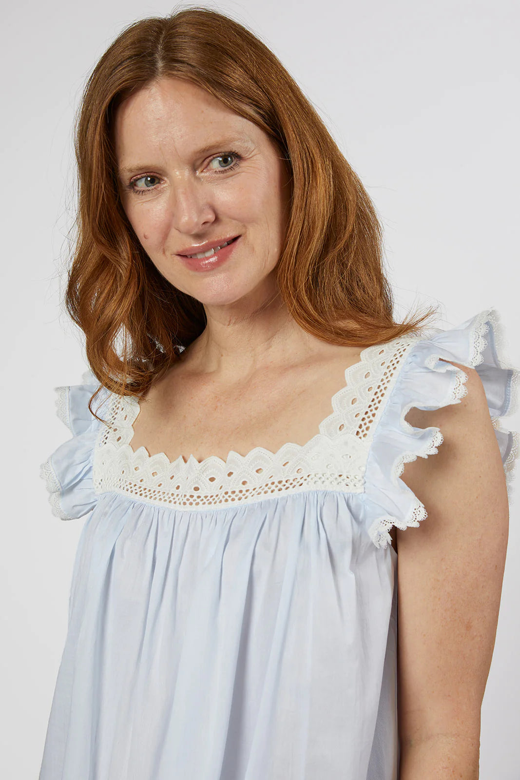 Maggie Cotton Nightgown in Blue By Lenora - S-XL