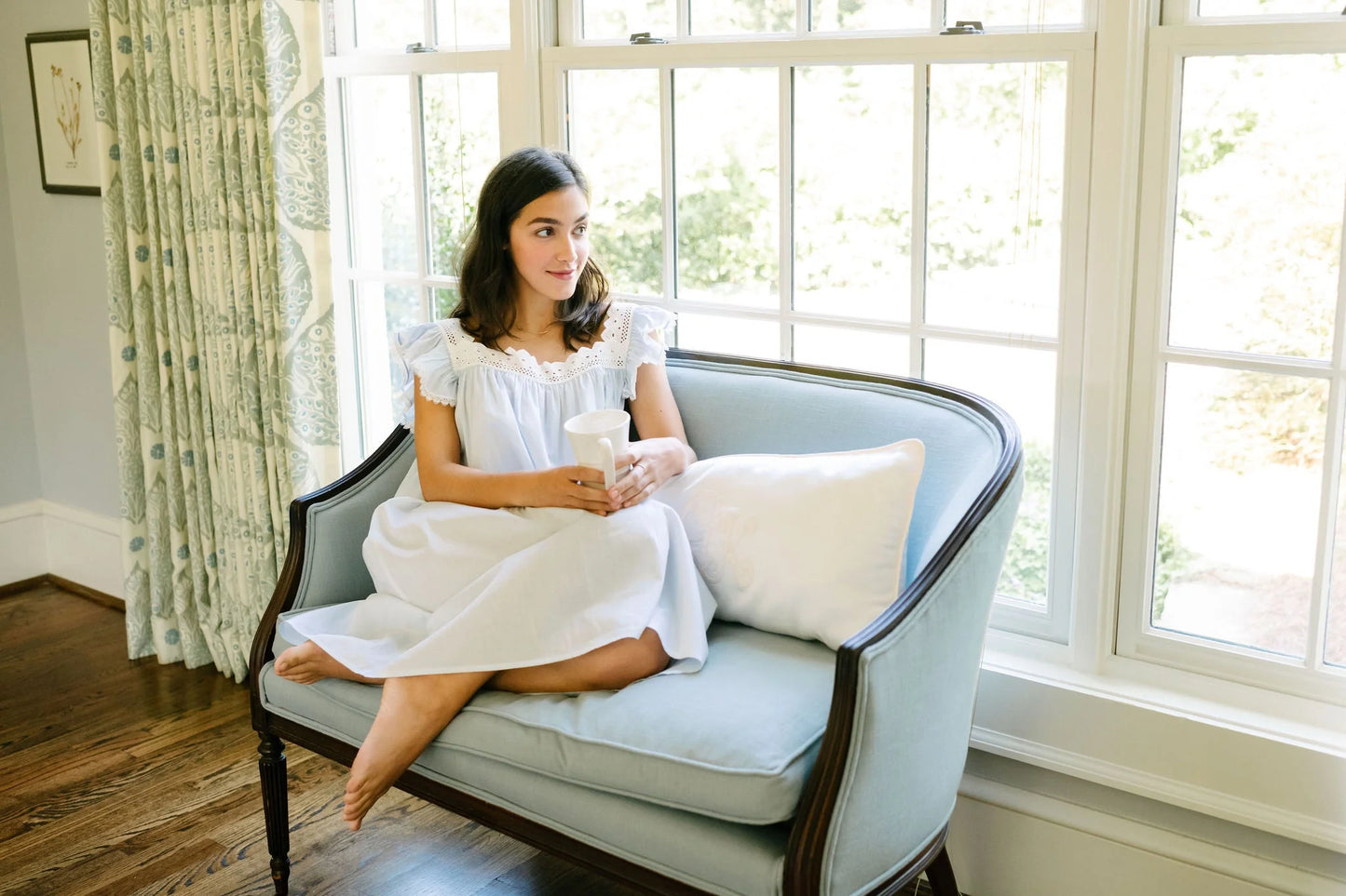 Maggie Cotton Nightgown in Blue By Lenora - S-XL