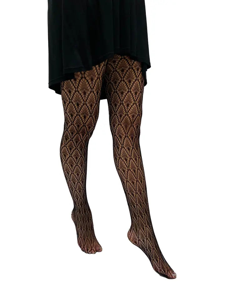 Fishnet Lace Top Hold Ups with Seam, Bow and Diamante - Clearance - Pamela  Mann