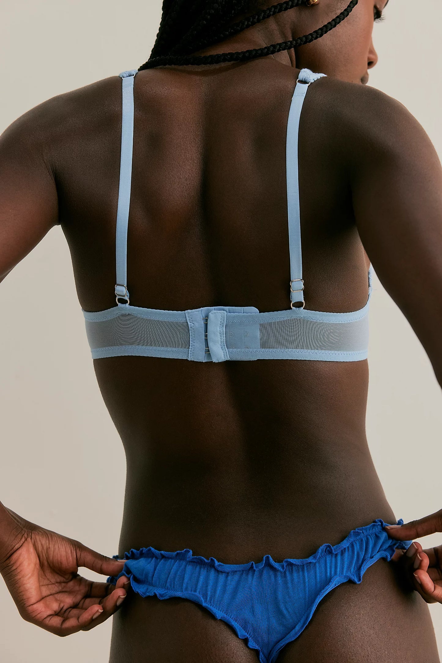 Organic Cotton Pearl Thong by Only Hearts in French Blue -S-L (+)