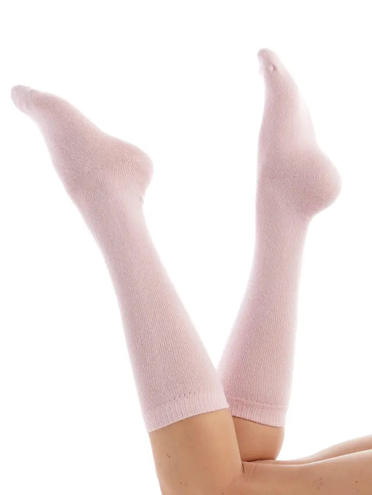 Cashmere Knee Socks in Pale Pink By Fil De Jour