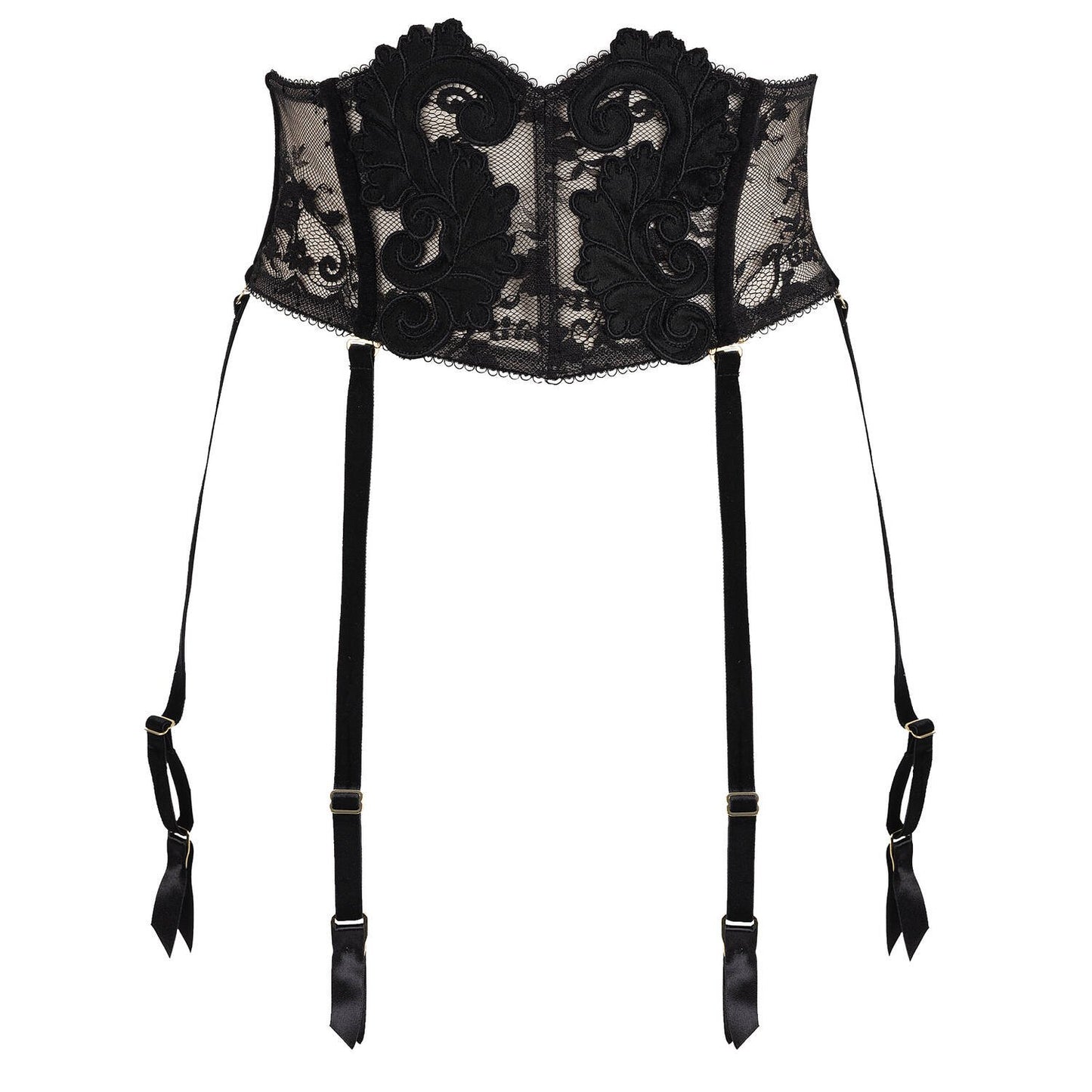 Velveteese Lace Waspie Waist Cincher Six Strap Suspender Belt By Dita Von Teese Lingerie - XS - XL