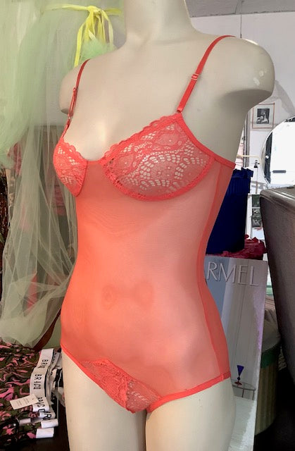 Whisper Sweet Nothings CouCou Bodysuit in Tangerine by Only Hearts - XL