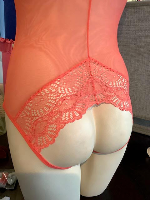 Whisper Sweet Nothings CouCou Bodysuit in Tangerine by Only Hearts - XL