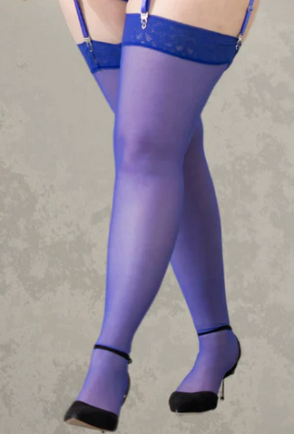 Ultramarine Thigh High FF Seamed Stockings - XS-4X