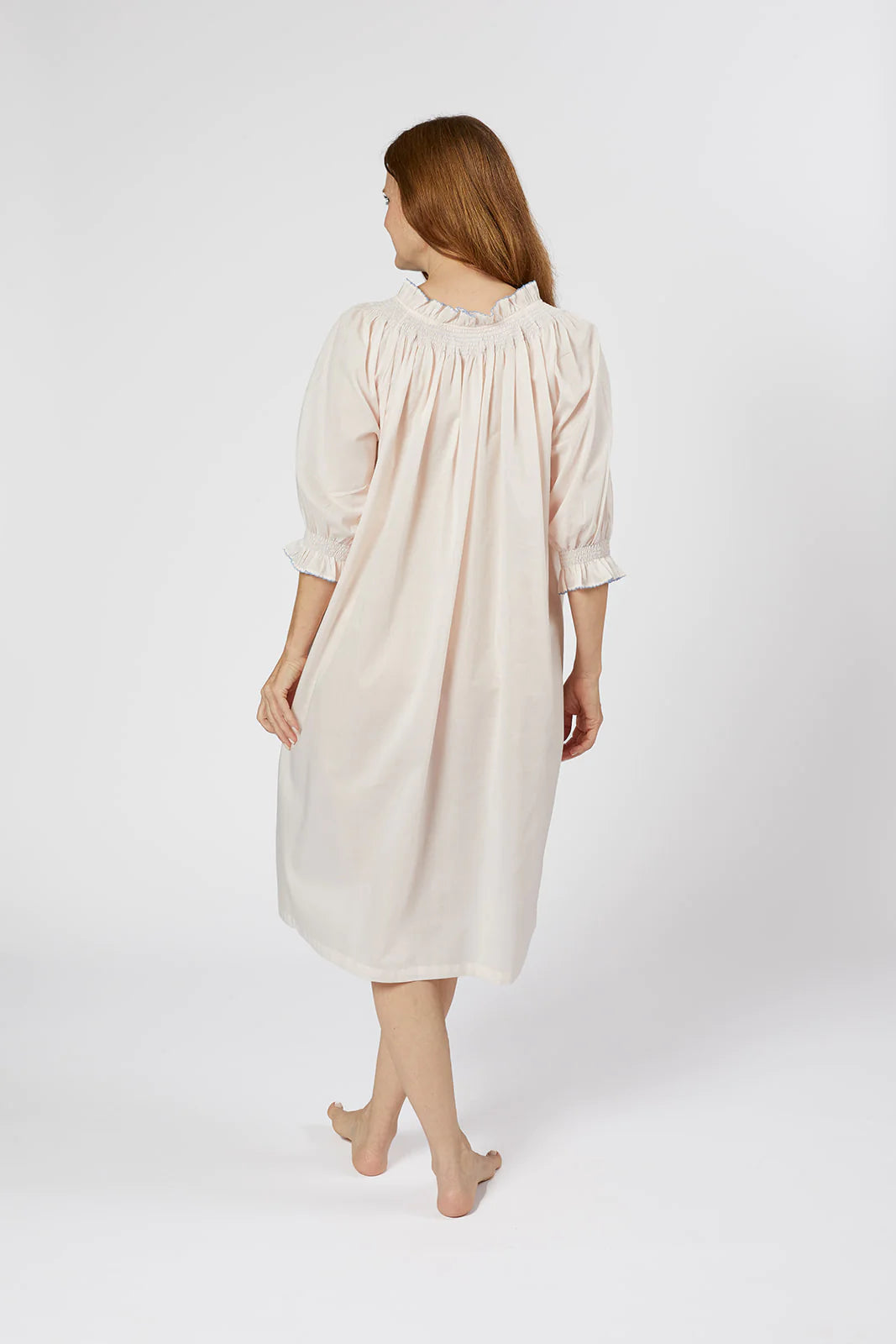 Wendy Cotton Nightgown in Pink with Blue Contrast By Lenora - S-XL