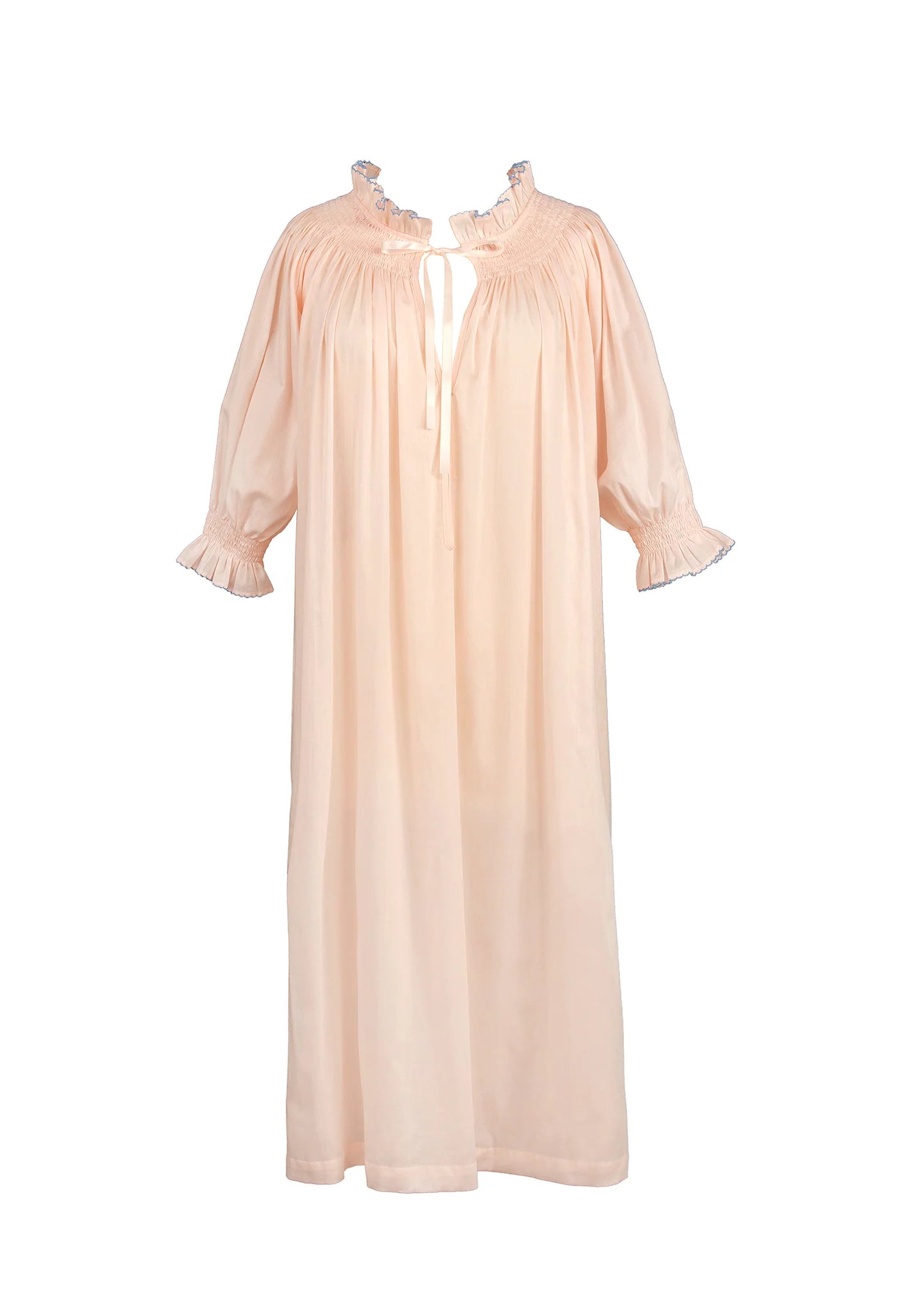 Wendy Cotton Nightgown in Pink with Blue Contrast By Lenora - S-XL