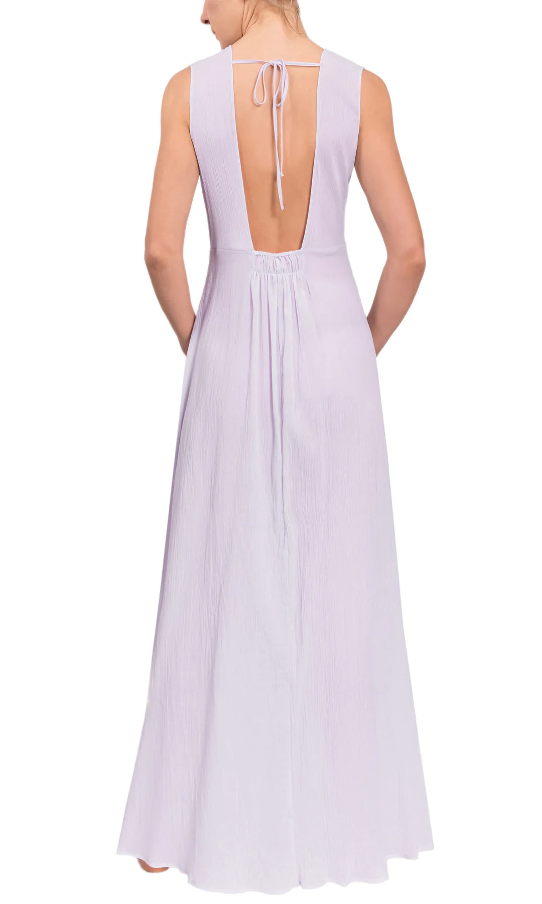 Amelia Luxury Cotton Long Nightgown In Lilac - XS + XXL