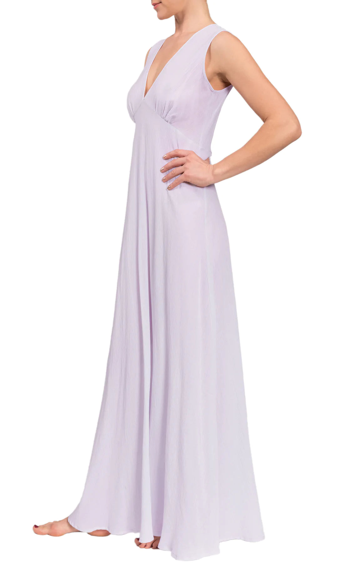 Amelia Luxury Cotton Long Nightgown In Lilac - XS + XXL