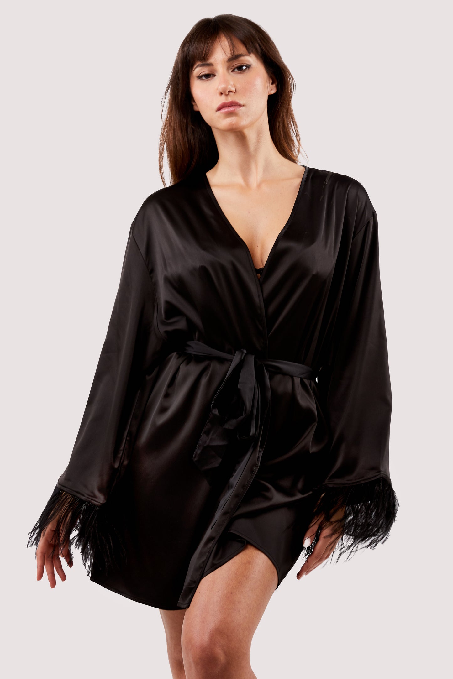 Sirus Black Satin Robe - sizes 6, 18 + 22