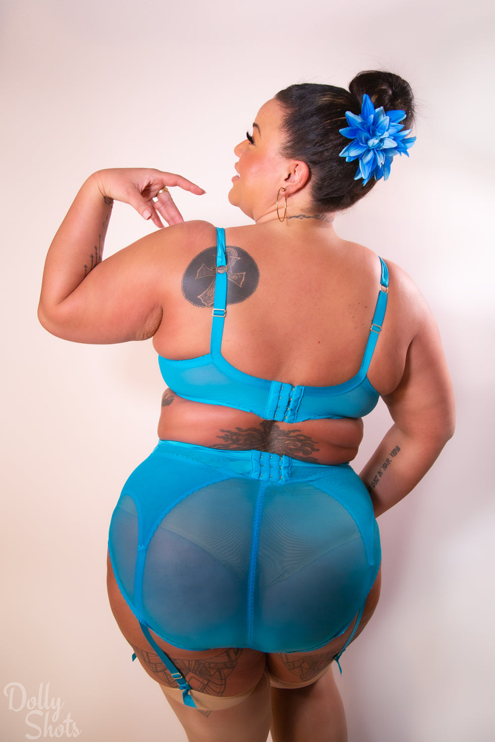 Julie's Roses Curve Bra in Butterfly Blue By Dita Von Teese - 38-44 bands D-G