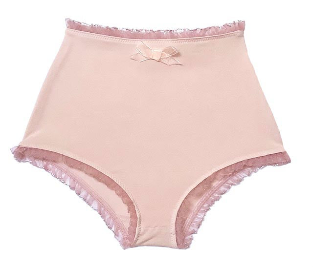 Vintage Kmart Double Nylon Hipster Panties White w Bubble Gum Pink