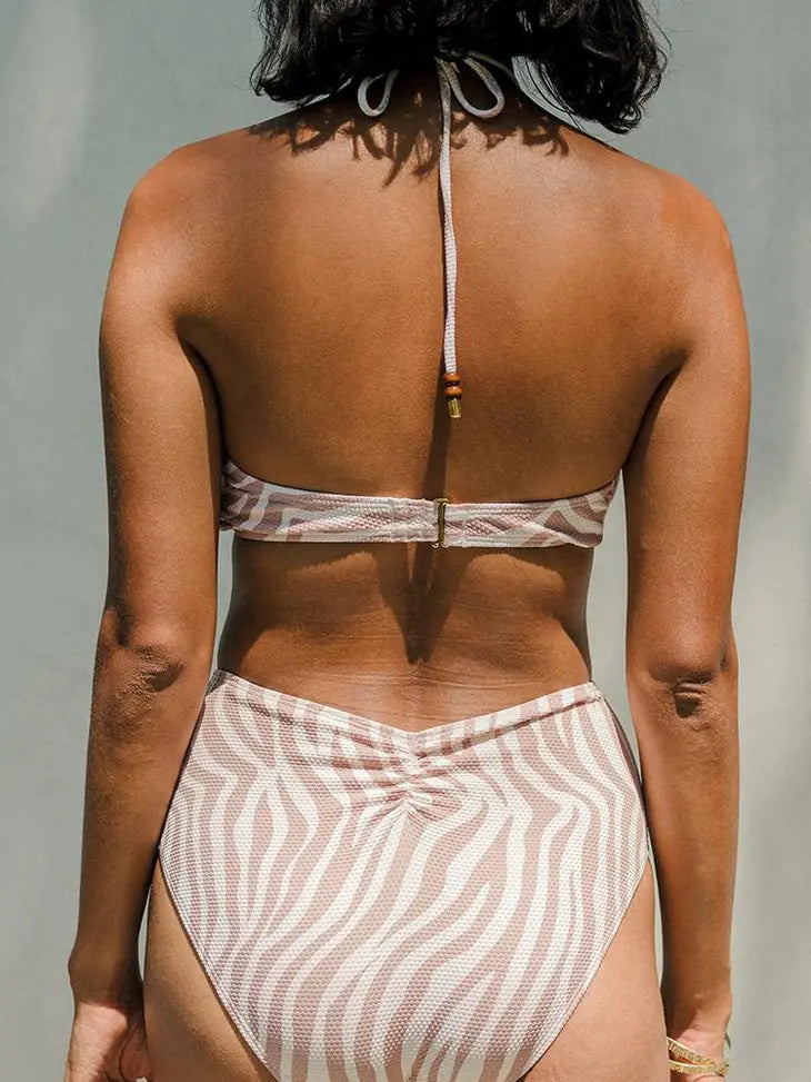 Kingdom + State Zebra Print Halter Monokini - XS-2X