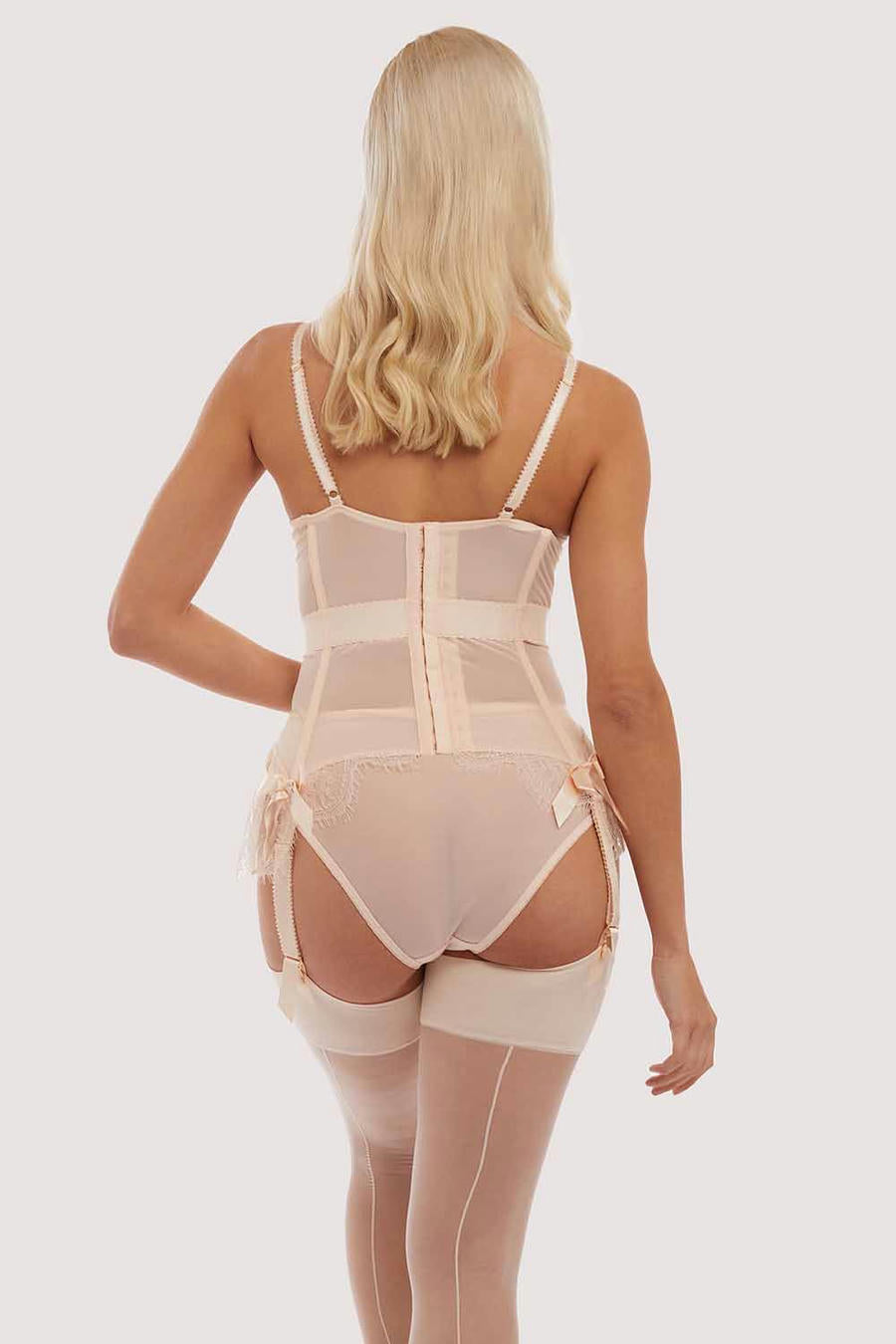 Bettie Page Peach Lace Tempest Basque - 32B/34A - 42F