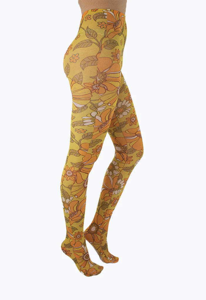 Throwback Floral Printed Tights - sizes 4-20
