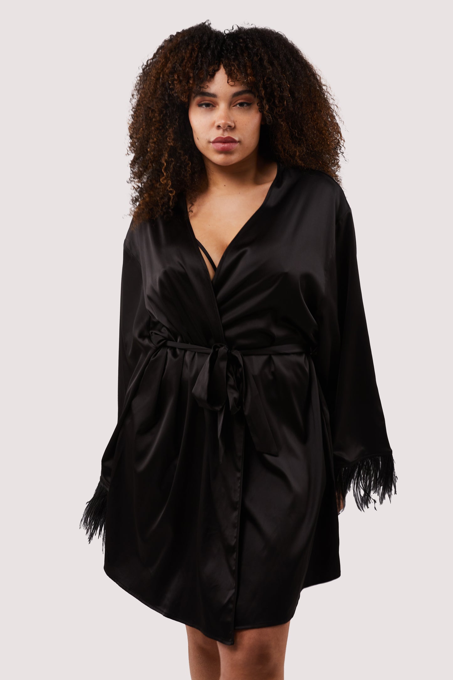 Sirus Black Satin Robe - sizes 6, 18 + 22