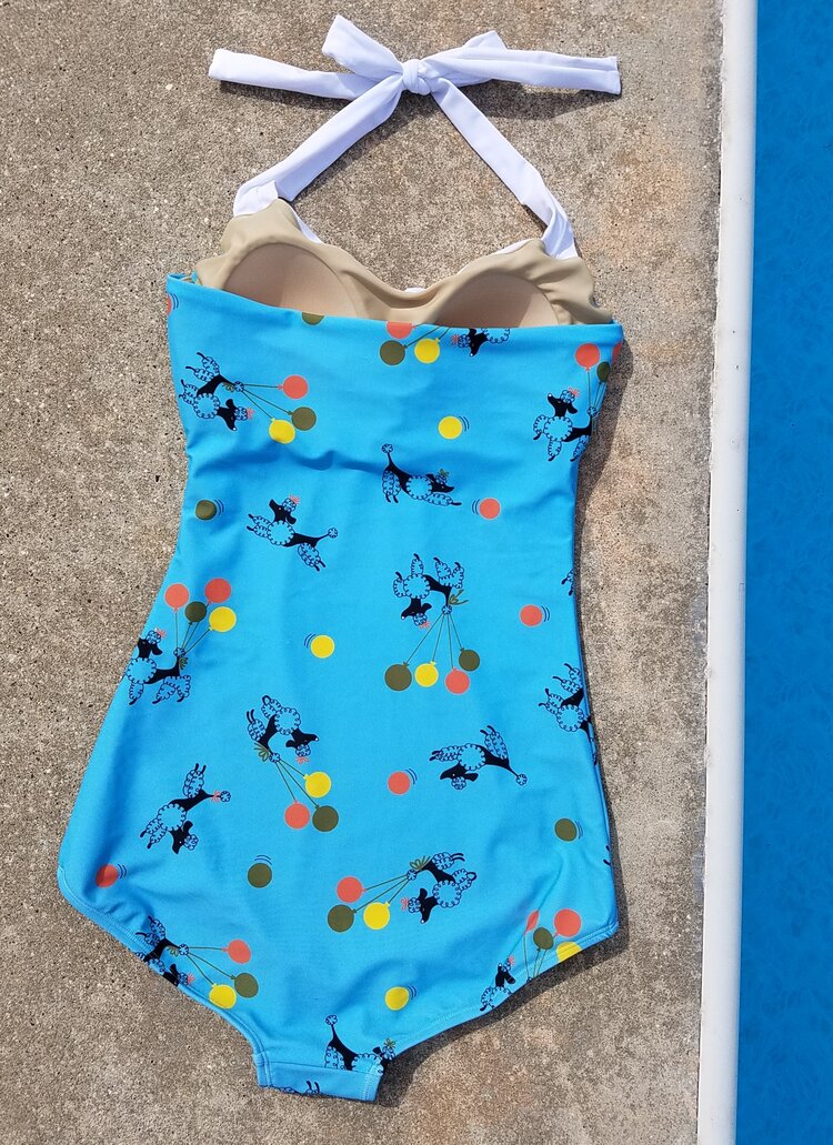 Blue Poodle Swimsuit by Red Dolly - sizes S + XXL