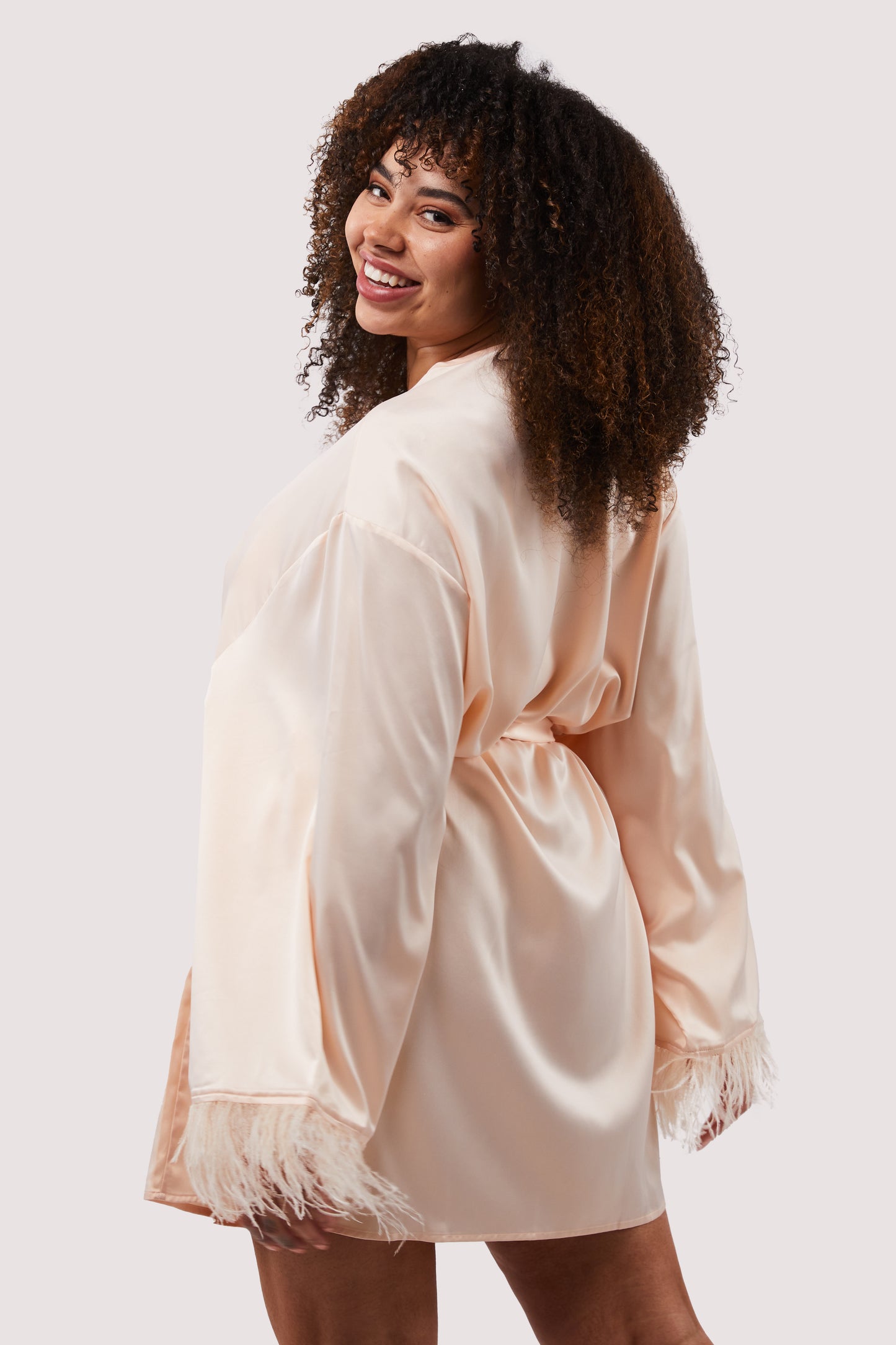 Cassiopeia Blush Pink Satin Robe - sizes 6-22