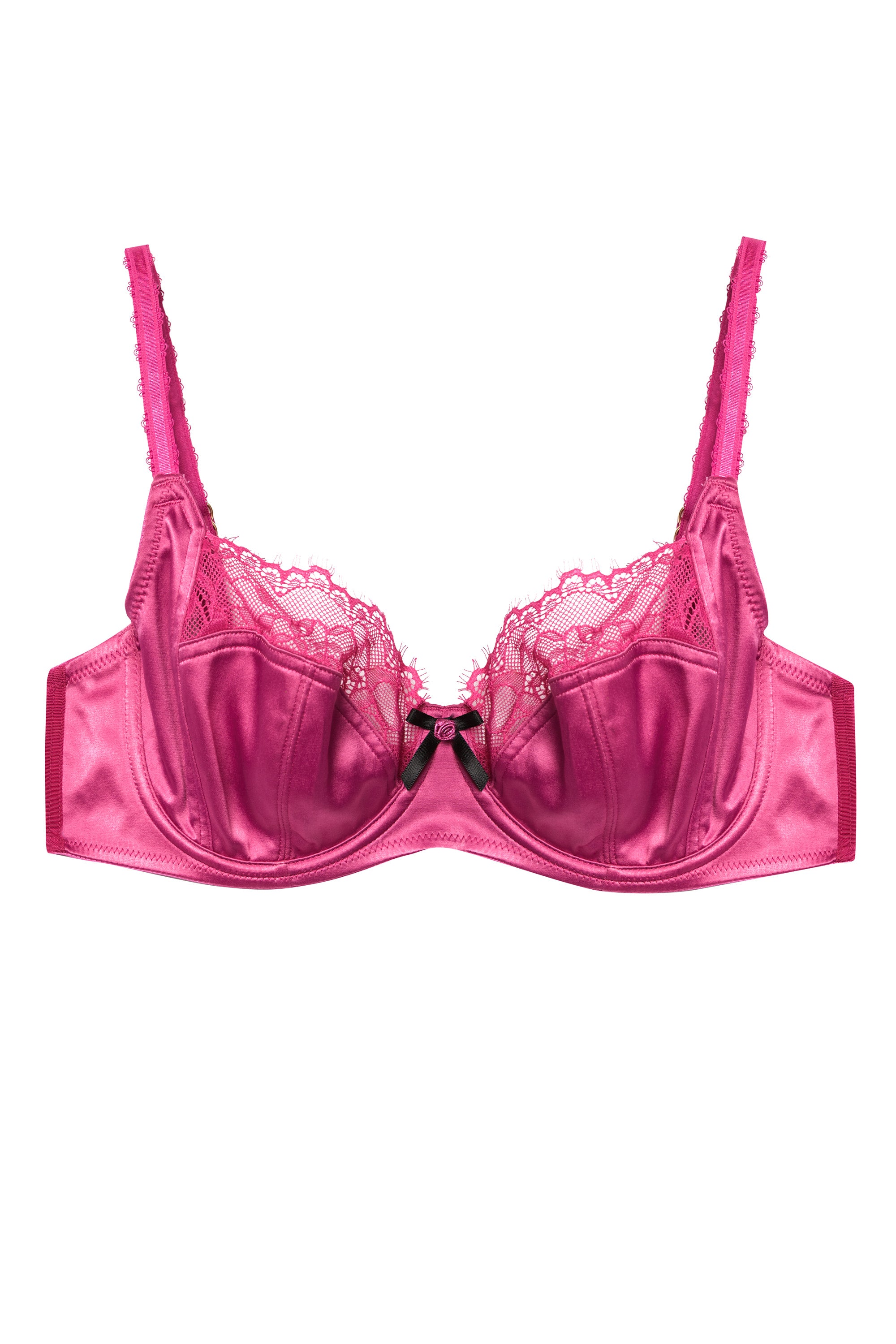 Rosalyn Magenta Satin Lace Bra - 32-40 bands and D-H cups (UK size)